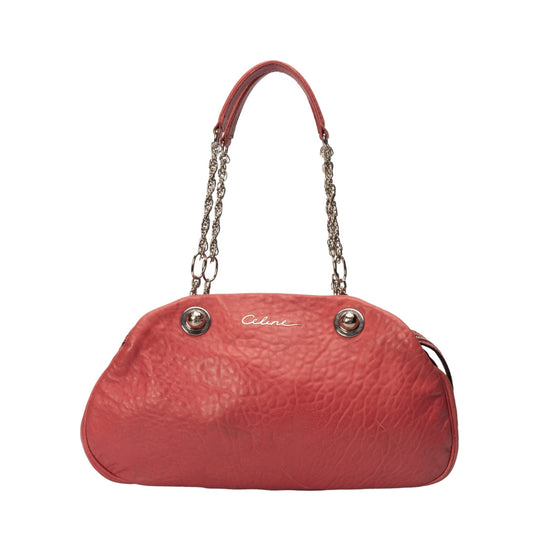 Celine Leather Peach Chain Shoulder Bag