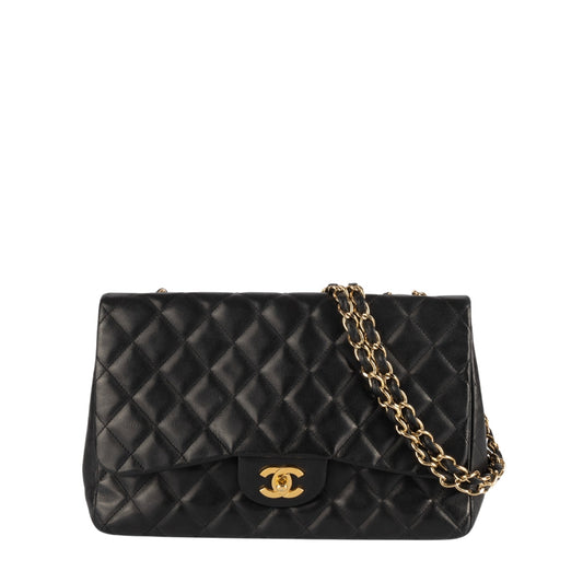 Chanel Black Quilted Leather Maxi Classic Shoulder Bag - Rovelle Bags