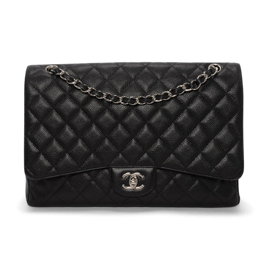 Chanel Black Quilted Caviar Jumbo Single Flap Bag - Rovelle Bags