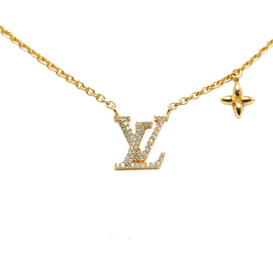 Louis Vuitton LV Logo Necklace M00596 Gold Ladies