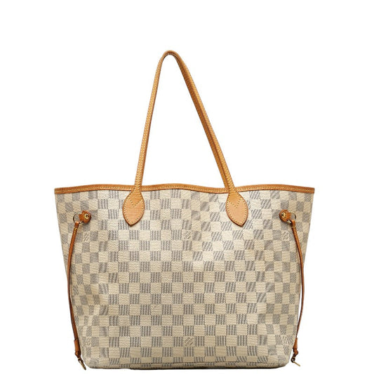 Louis Vuitton Damier Azur Neverfull MM Azur Tote Bag N41361 White PVC Leather Louis Vuitton