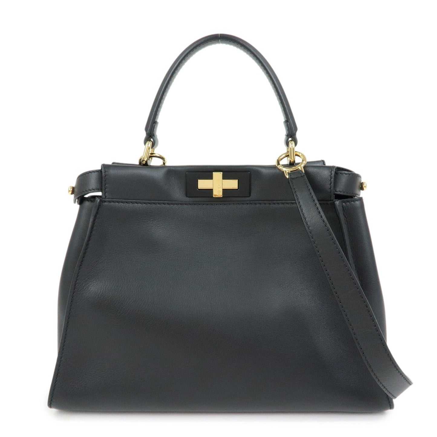 FENDI Peekaoo Calf Leather 2Way Bag Hand Bag Shoulder Bag 8BN290