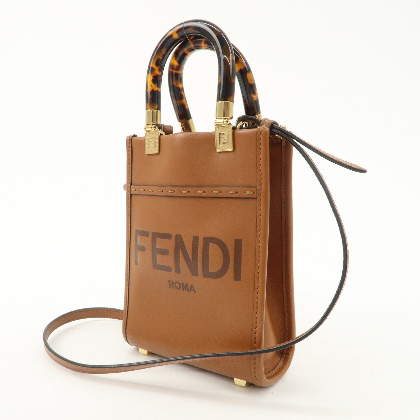 FENDI Sunshine Leather Shopper Small 2Way Bag Shoulder Bag 8BS051