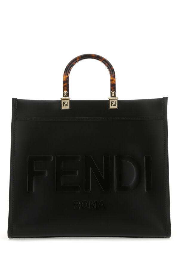 Fendi Woman Black Leather Medium Sunshine Shopping Bag