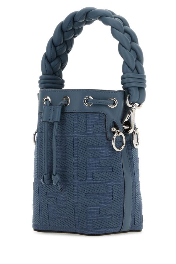 Fendi Woman Embroidered Fabric And Leather Mini Mon Tresor Bucket Bag