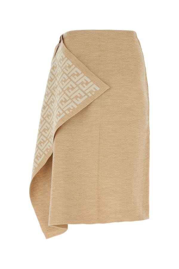 Fendi Woman Camel Wool Blend Skirt