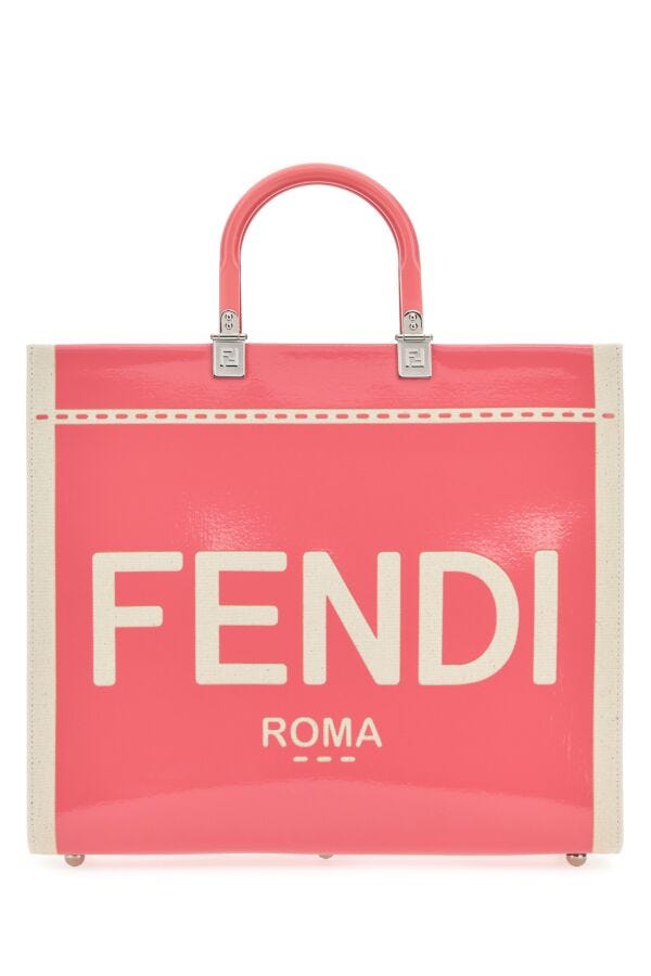 Fendi Woman Two-Tone Canvas Medium Sunshine Shopping Bag