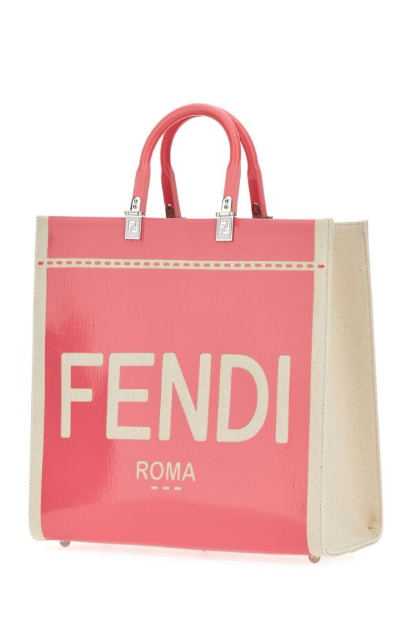 Fendi Woman Two-Tone Canvas Medium Sunshine Shopping Bag