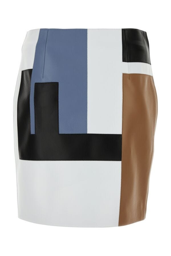 Fendi Woman Multicolor Leather Mini Skirt