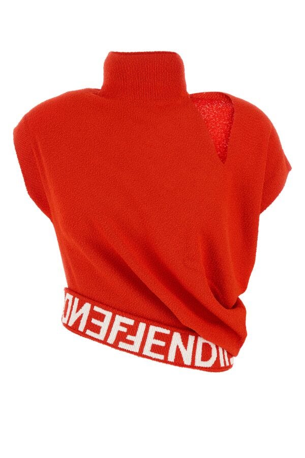 Fendi Woman Corral Stretch Viscose Blend Top