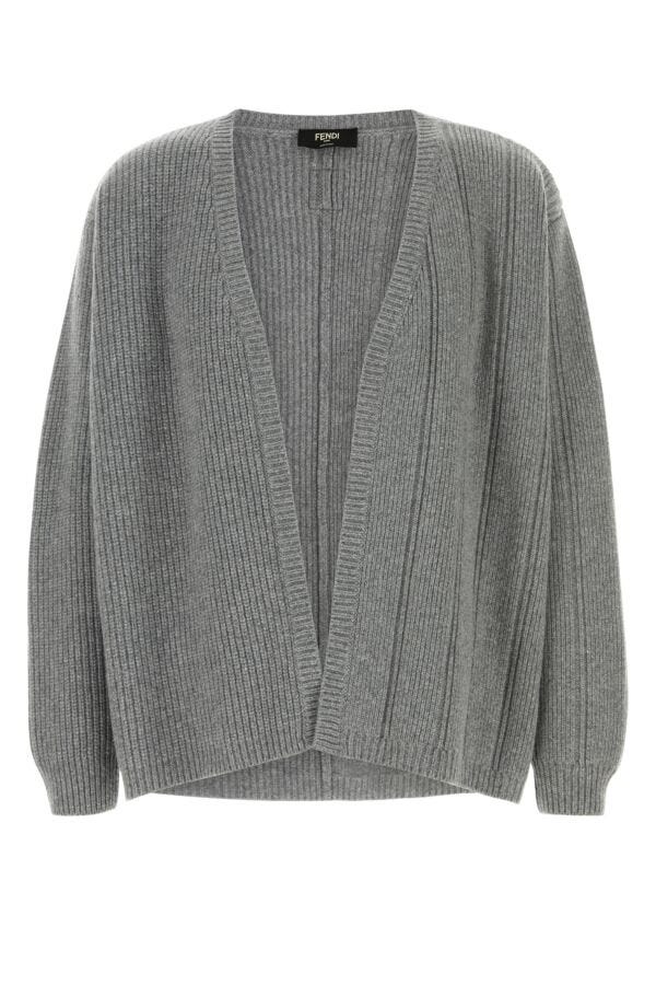 Fendi Man Grey Cashmere Blend Cardigan
