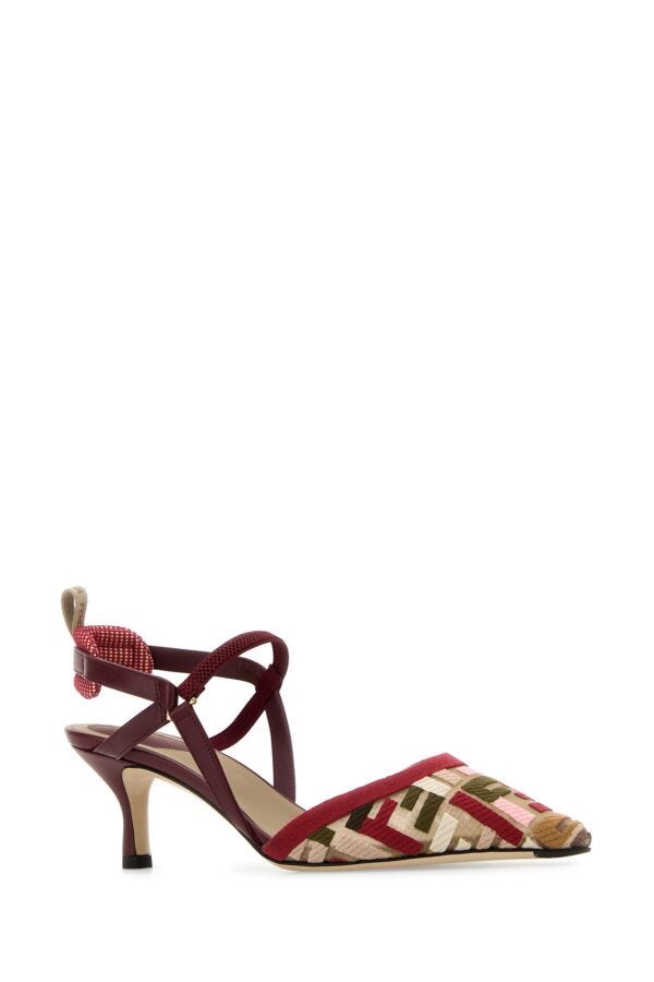Fendi Woman Multicolor Mesh And Fabric Colibrã¬ Pumps