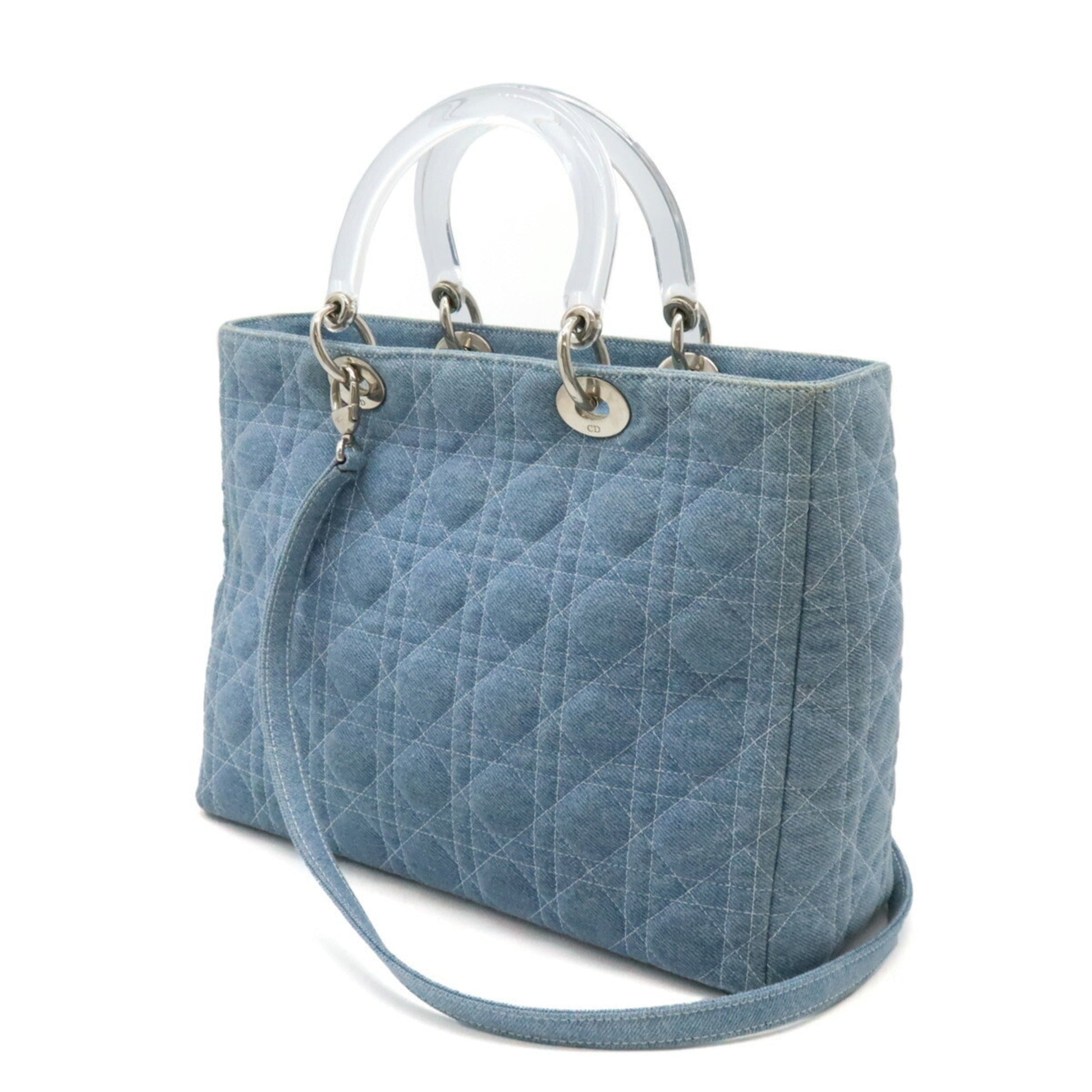 Christian Dior Clear Light Blue Denim Plastic Handbag Shoulder Bag ()
