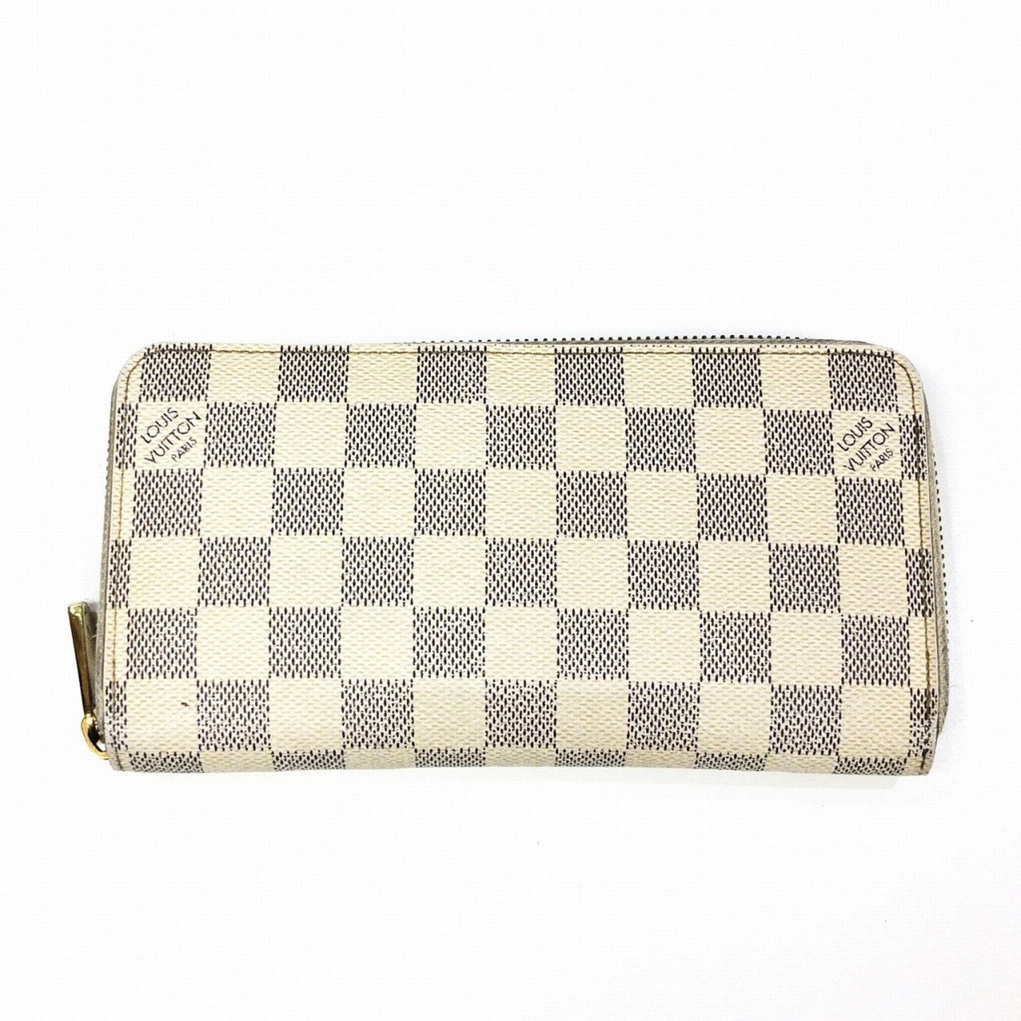 LOUIS VUITTON Long Wallet Zippy N41660 Damier Azur White Round