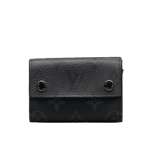 LOUIS VUITTON Monogram Eclipse Reverse Discovery Trifold Wallet M45417 Gray PVC Leather Men's