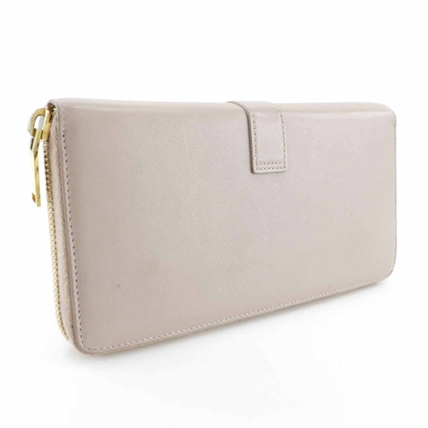 Yves Saint Laurent Long Wallet in Beige Leather