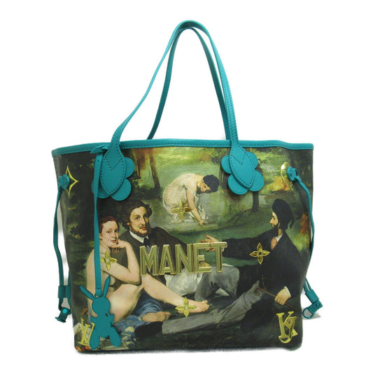 LOUIS VUITTON Mane Neverfull MM Tote Bag Green Masters collection PVC coated canvas