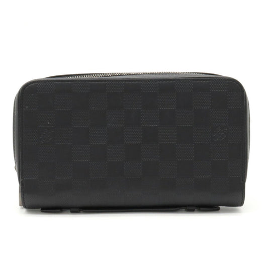 LOUIS VUITTON Damier Infini Zippy XL Second Bag Clutch Leather Onyx Black Men's N61254
