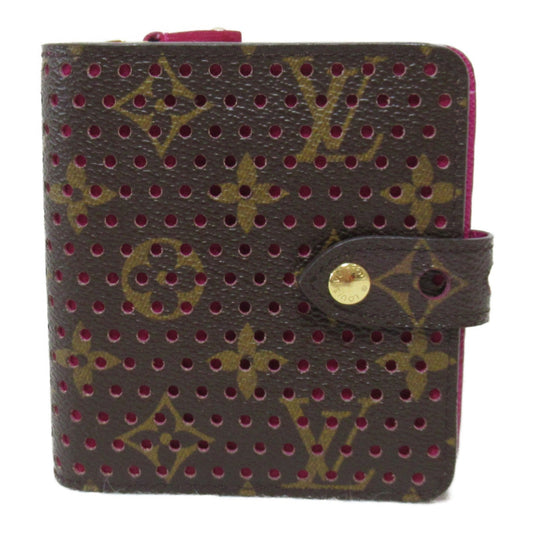 LOUIS VUITTON Compact Zip Round Wallet Brown Fuschia PVC coated canvas M95188