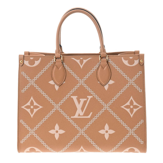 LOUIS VUITTON Monogram Empreinte Broderie On the Go MM Beige M46015 Women's Leather Bag