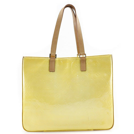 LOUIS VUITTON Columbus Tote Bag M91047 Monogram Verni Lime Yellow CA0979 Ladies