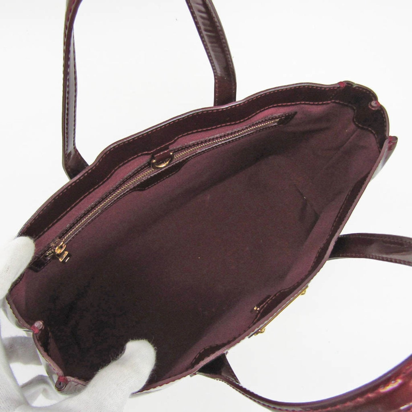 LOUIS VUITTON Monogram Vernis Wilshire PM M91644 Women's Handbag Rouge Fauviste