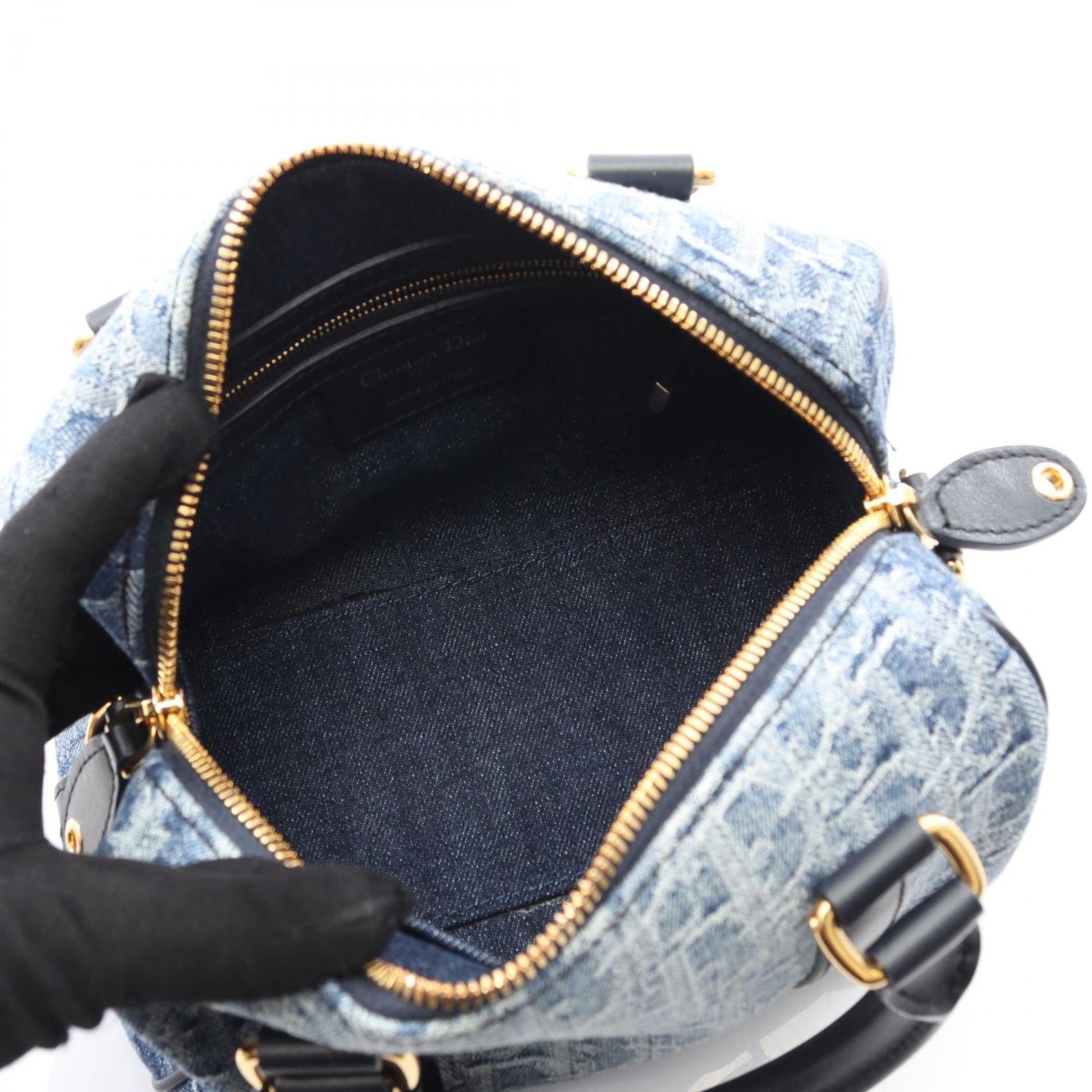 Christian Dior Navy Denim Leather Handbag ()