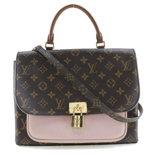 LOUIS VUITTON Marignan Handbag 2WAY Shoulder M43960 Monogram Canvas x Calf Rose Poodle Brown/Pink AR4128 Ladies
