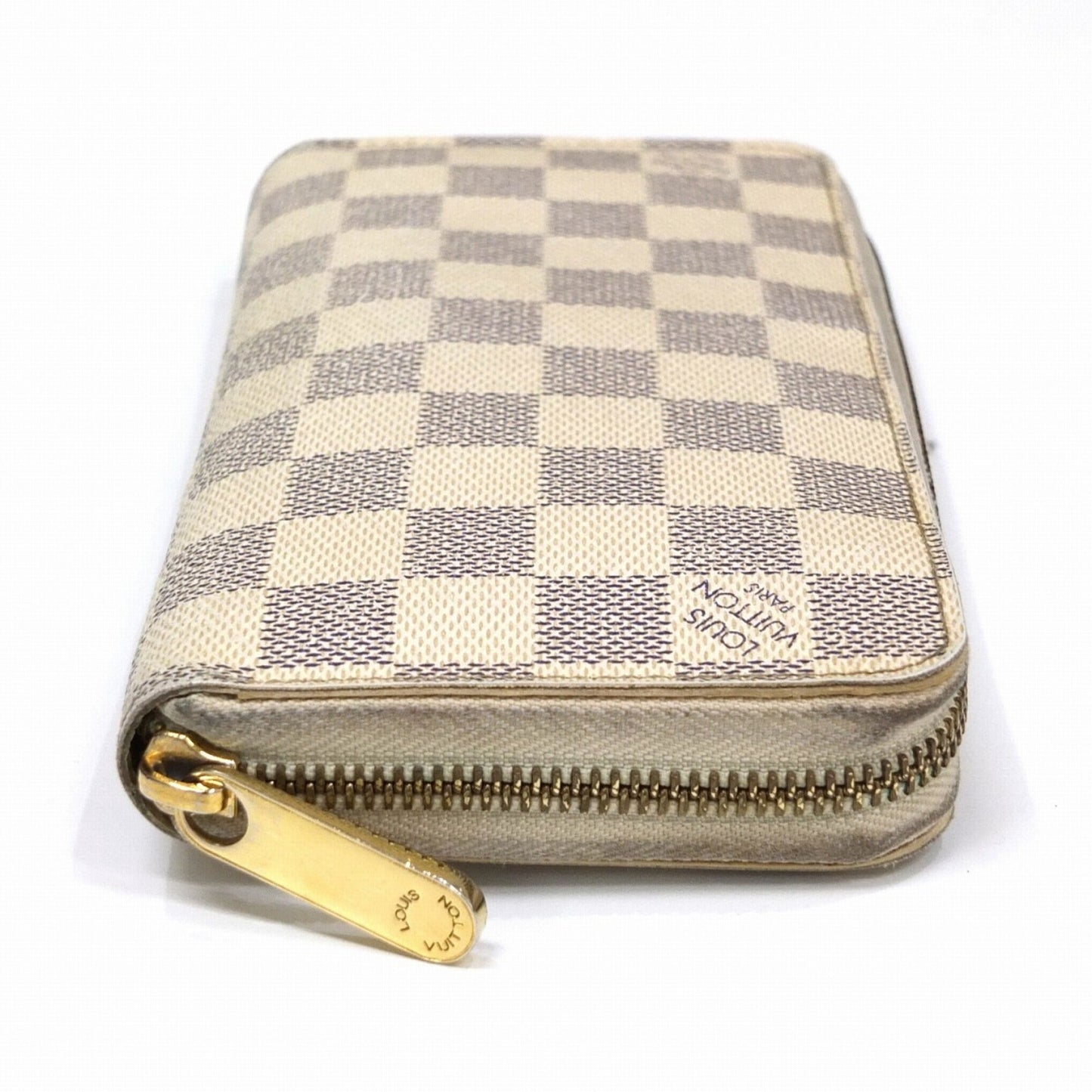 LOUIS VUITTON Long Wallet Zippy N41660 Damier Azur White Round