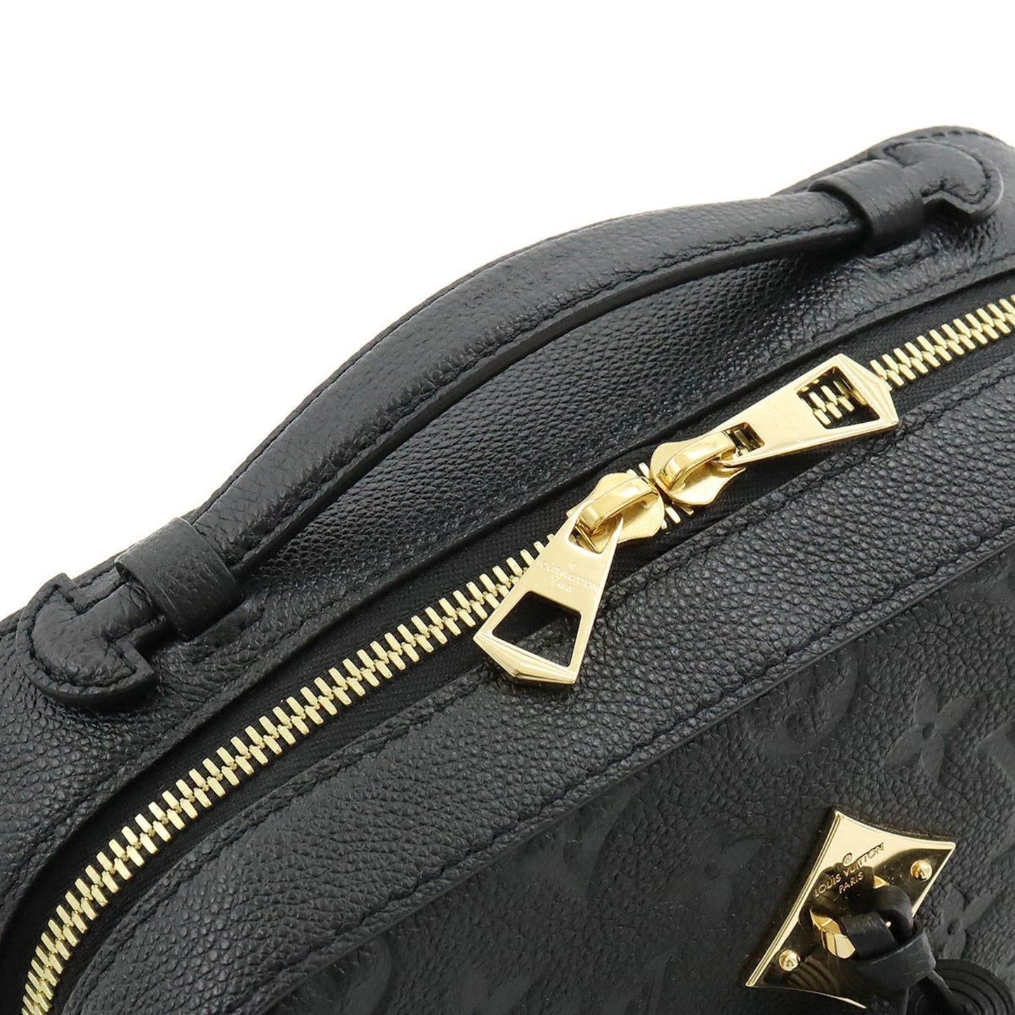LOUIS VUITTON Monogram Empreinte Saintonges Shoulder Bag Tassel Leather Noir Black M44593