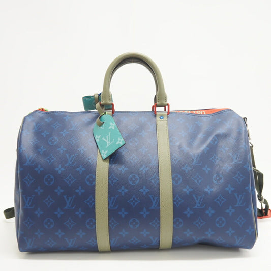LOUIS VUITTON M43855 Keepall Bandouliere 45 Monogram Pacific Boston Bag Blue Unisex