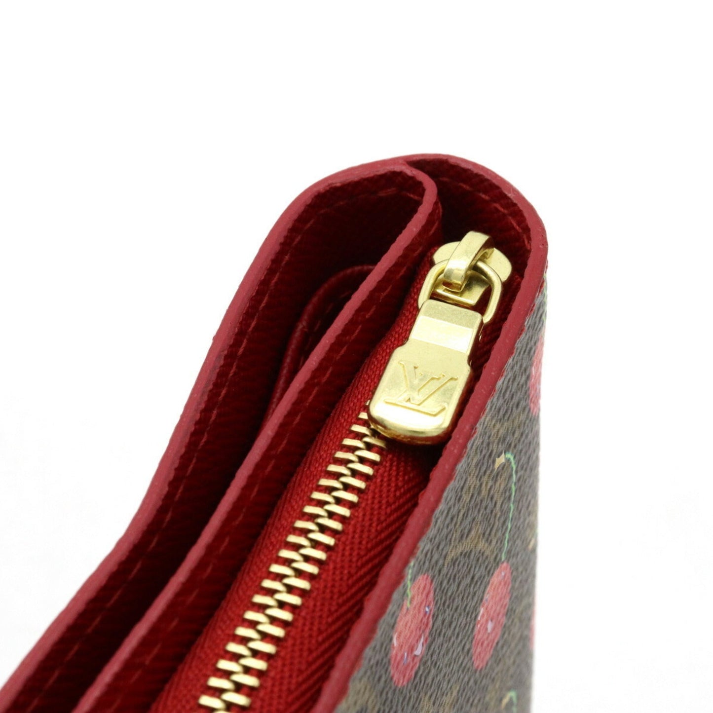 LOUIS VUITTON Monogram Cherry Zip Bifold Wallet U-shaped Takashi Murakami M95005