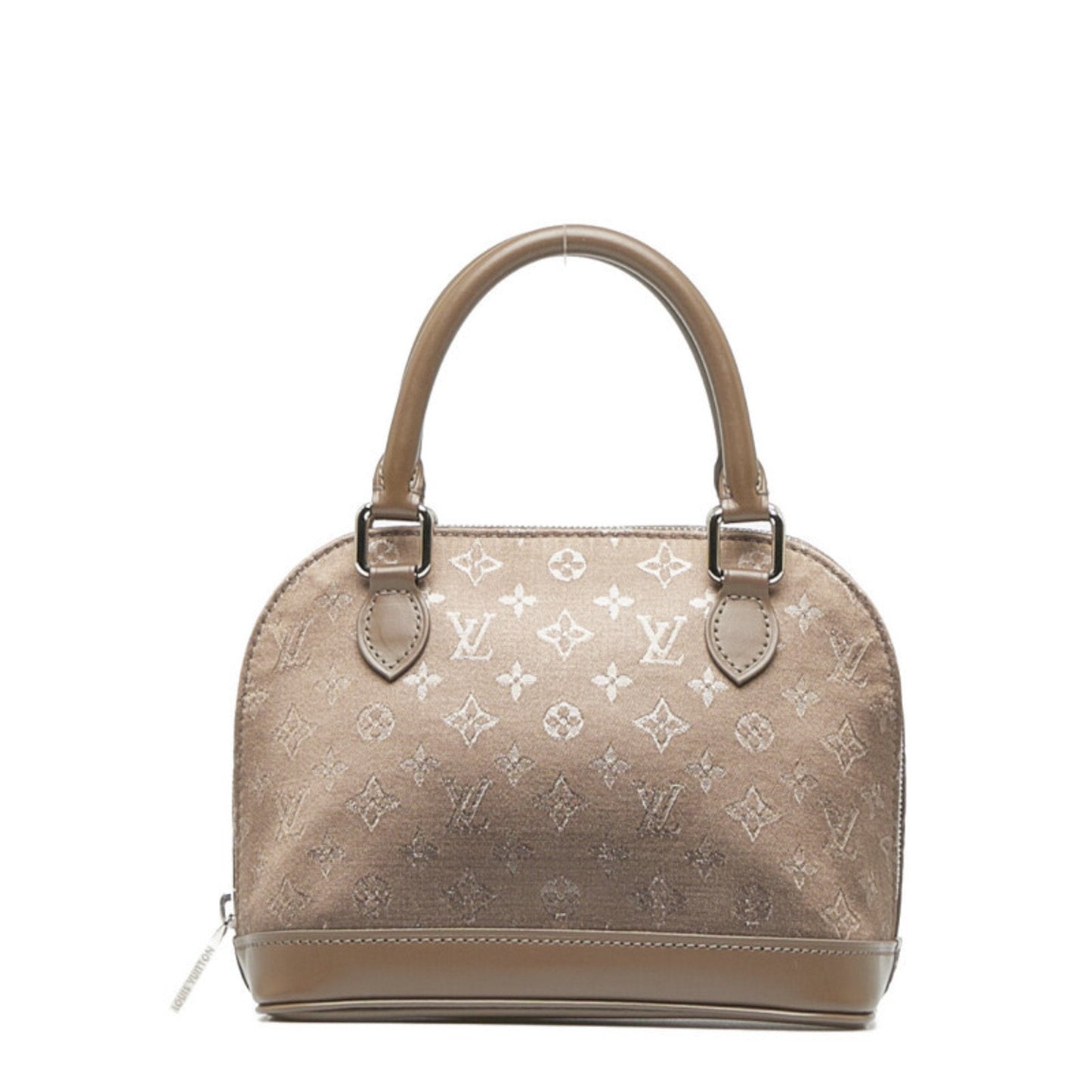 LOUIS VUITTON Monogram Satin Little Alma Handbag M92147 Brown Leather Women's