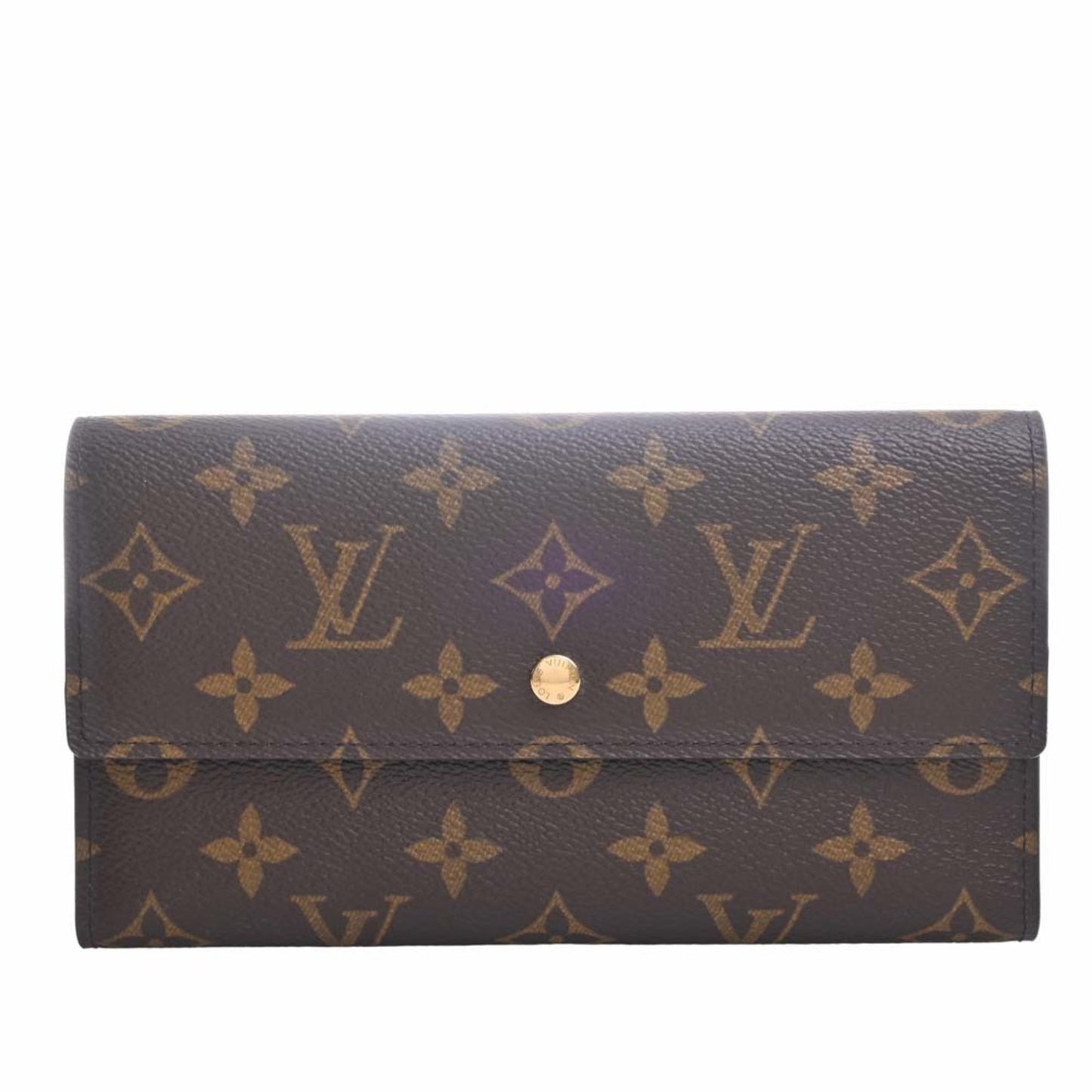 LOUIS VUITTON Monogram Portefeuille International Tri-fold Long Wallet M61217 Brown Women's
