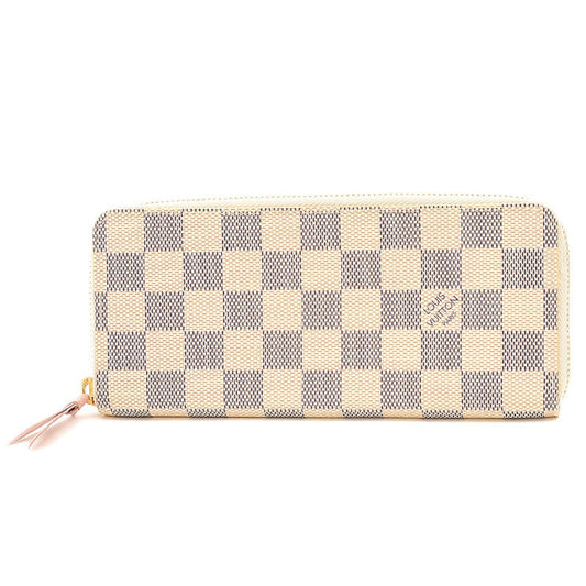 LOUIS VUITTON Damier Azur Portefeuille Clemence Long Wallet Rose Ballerine N61264