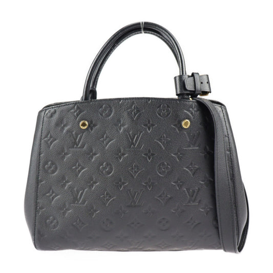 LOUIS VUITTON Montaigne BB Handbag M41053 Monogram Implant Black 2WAY Shoulder Bag Gold Hardware