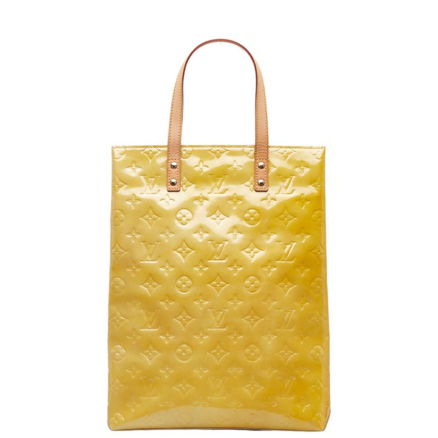 LOUIS VUITTON Monogram Vernis Lead MM Handbag M91141 Beige Patent Leather Ladies