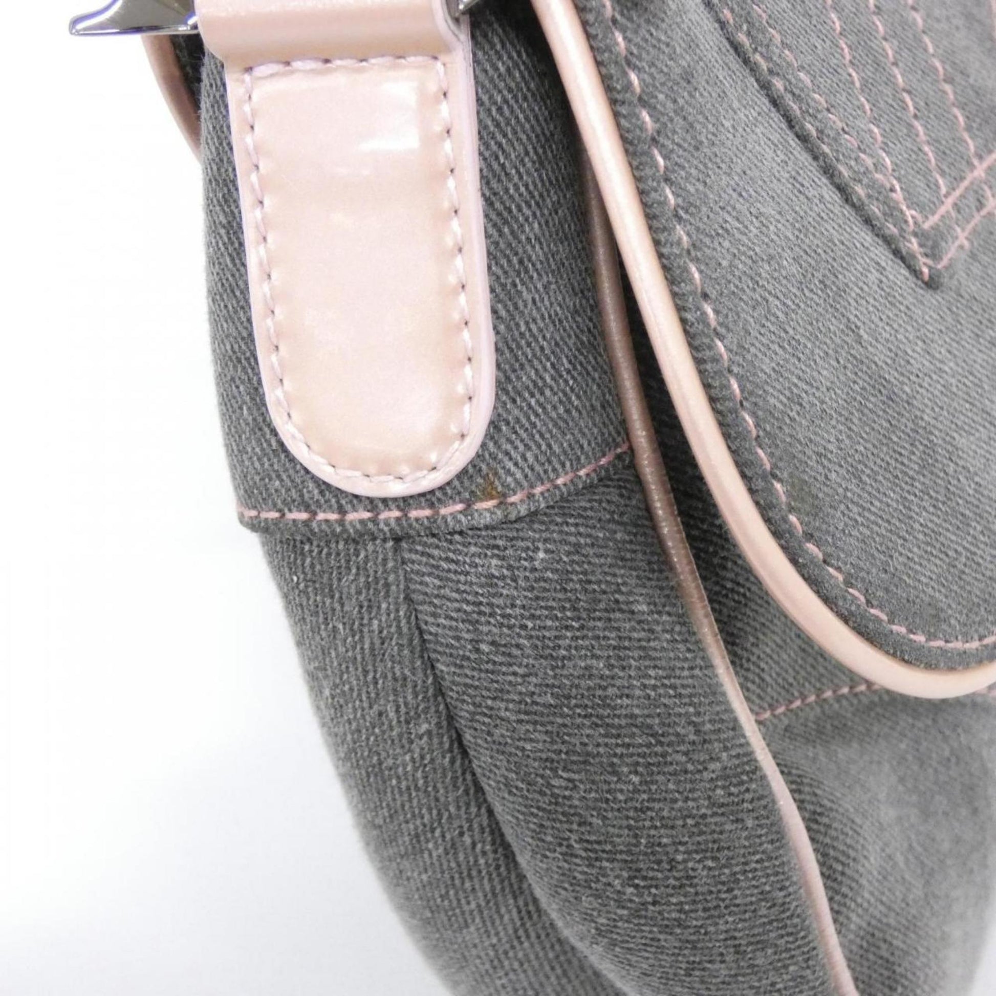 Christian Dior Gray Pink Denim Shoulder Bag ()