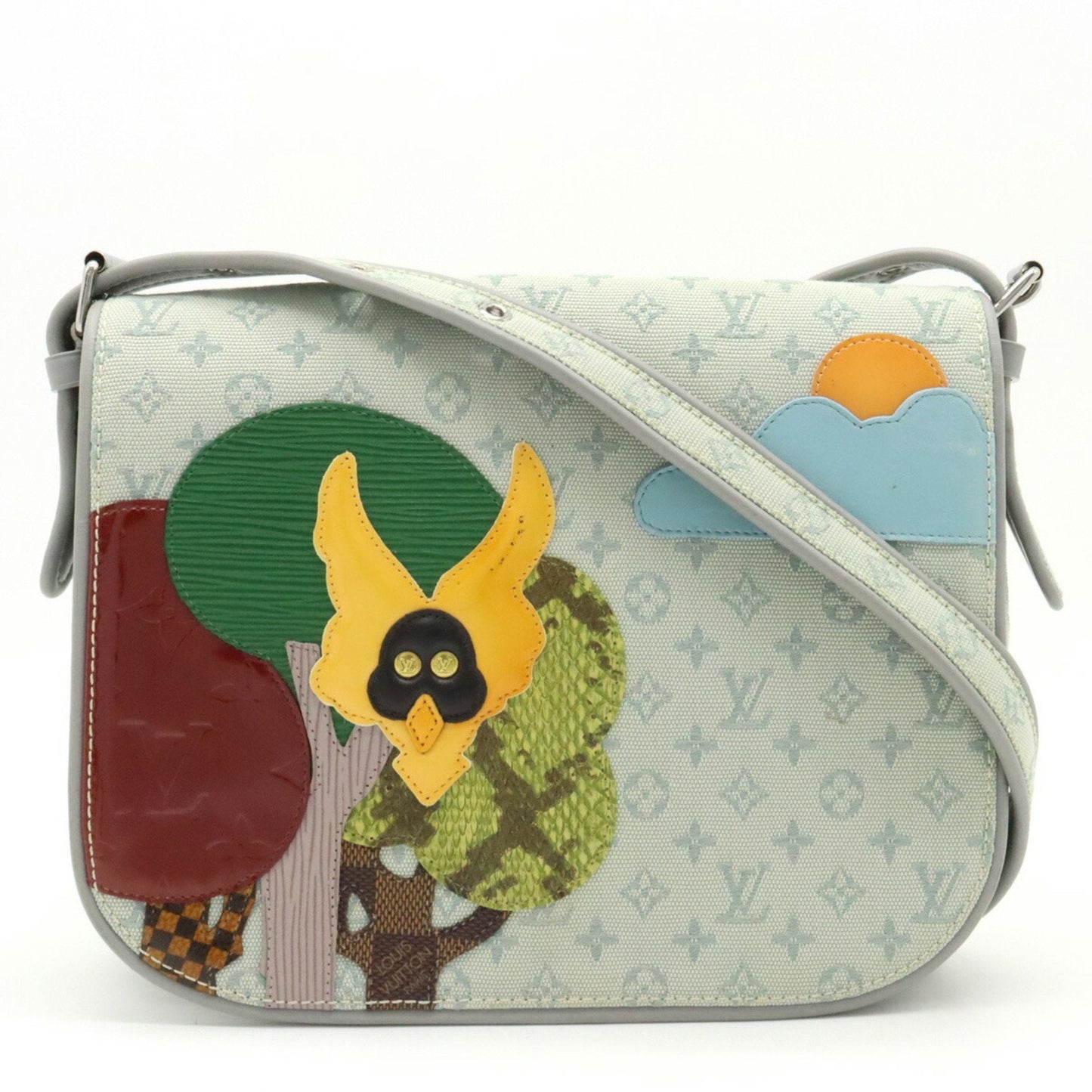 LOUIS VUITTON Monogram Comte de Fe Musette Shoulder Bag Gray Light Blue M92279