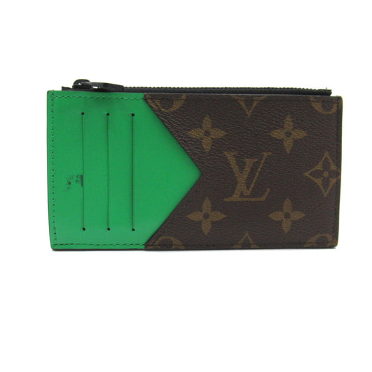 LOUIS VUITTON Coin card holder Brown Green Monogram macassar PVC coated canvas M81627
