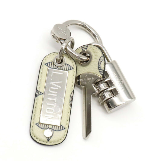 LOUIS VUITTON Monogram Lock Bag Charm Keychain Key Ring Padlock PVC Metal Bronze Silver MP2035