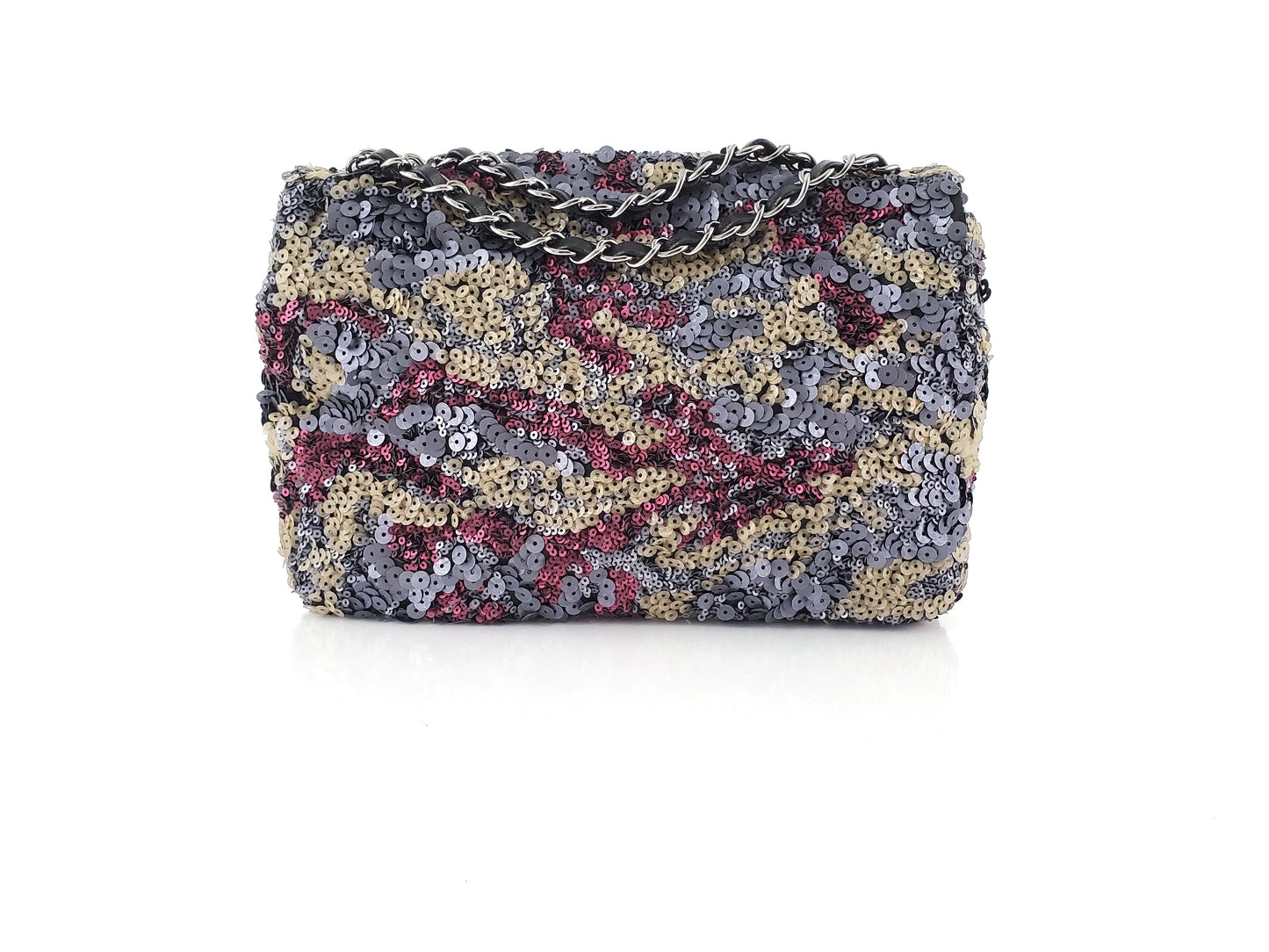 Chanel 2013 Sequin Embellished Metallic Pink Flap Bag - Rovelle Bags