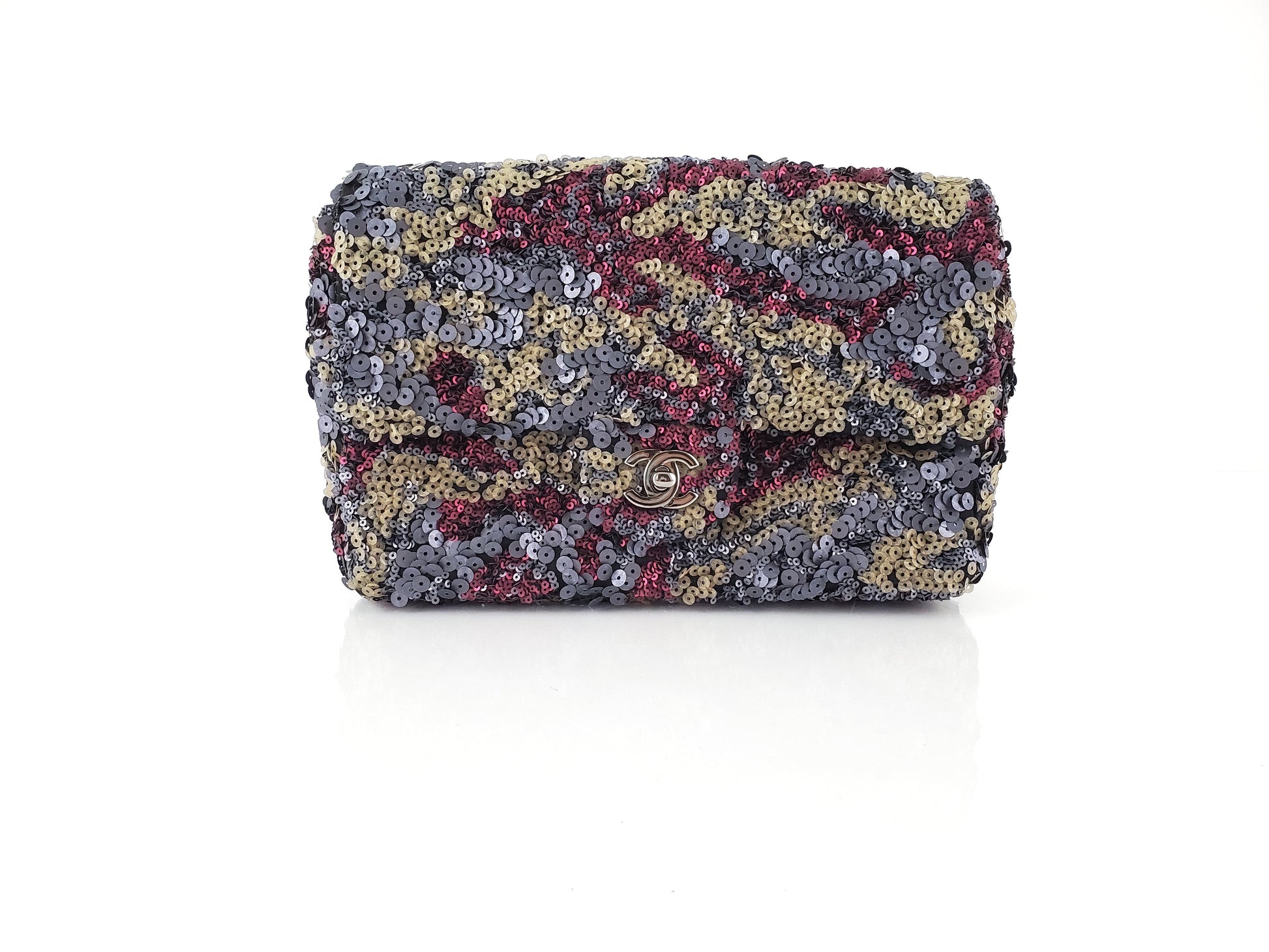 Chanel 2013 Sequin Embellished Metallic Pink Flap Bag - Rovelle Bags