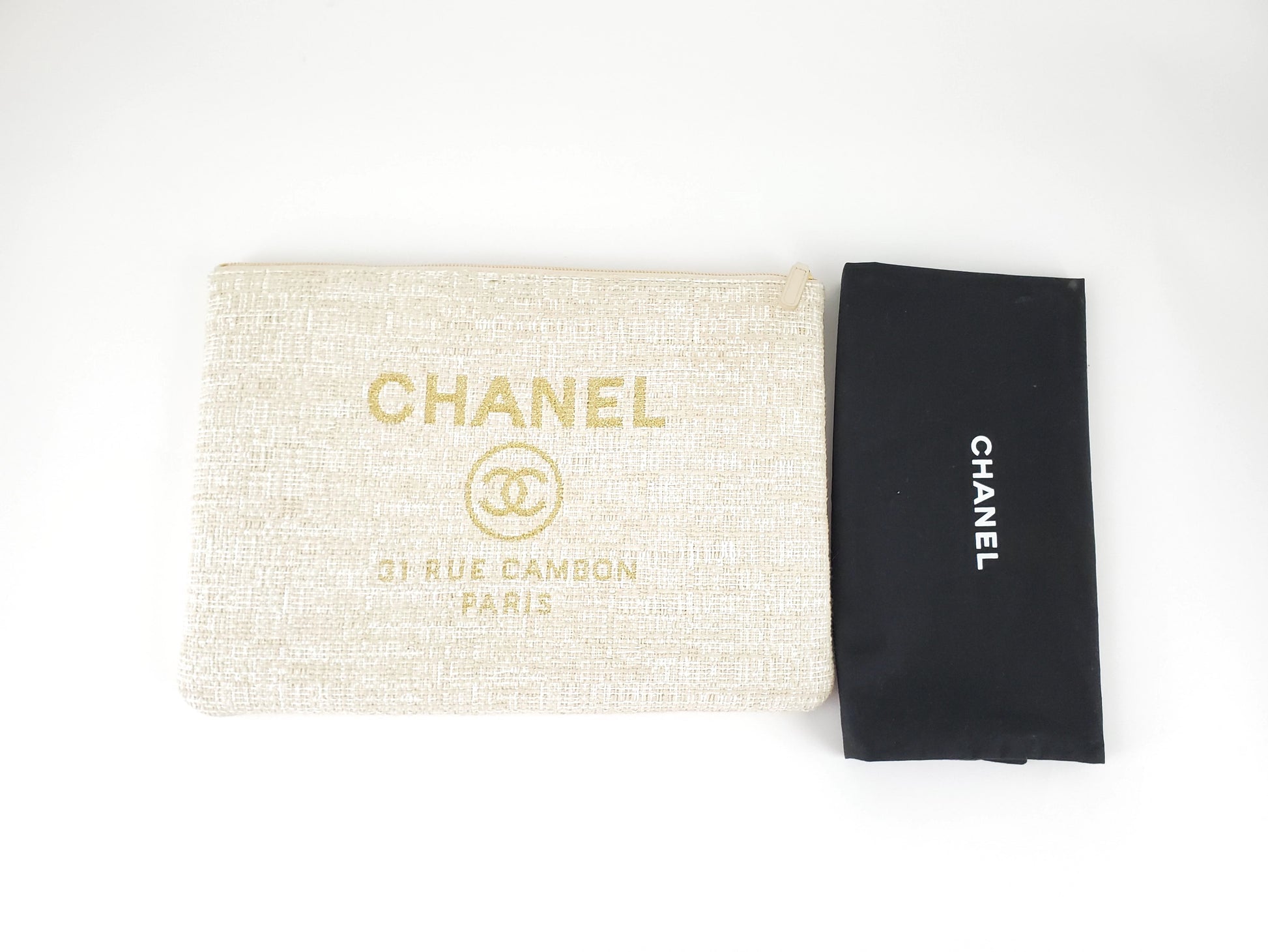 Chanel Large Deauville O-Case Woven Clutch Clutch Bag - Rovelle Bags