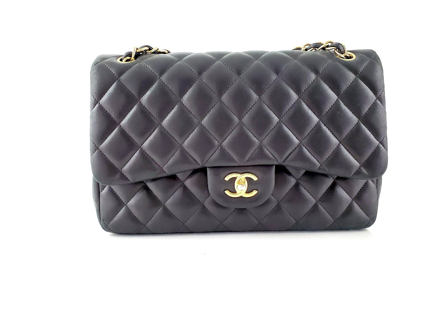 Chanel Lambskin Quilted Gold Hardware Jumbo Flap Bag - Rovelle Bags