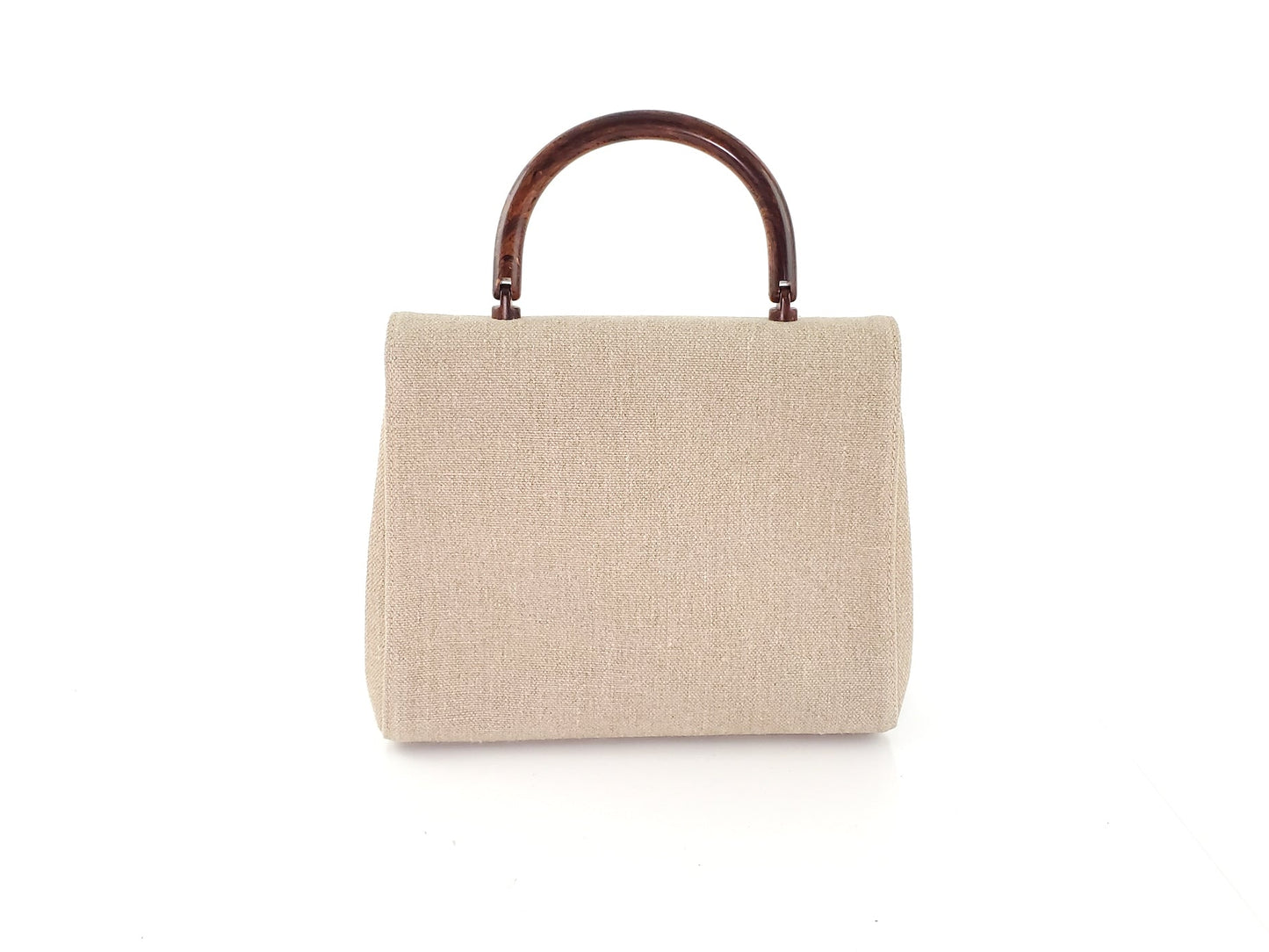 Chanel Kelly Wood Canvas Top Handle Handbag - Rovelle Bags