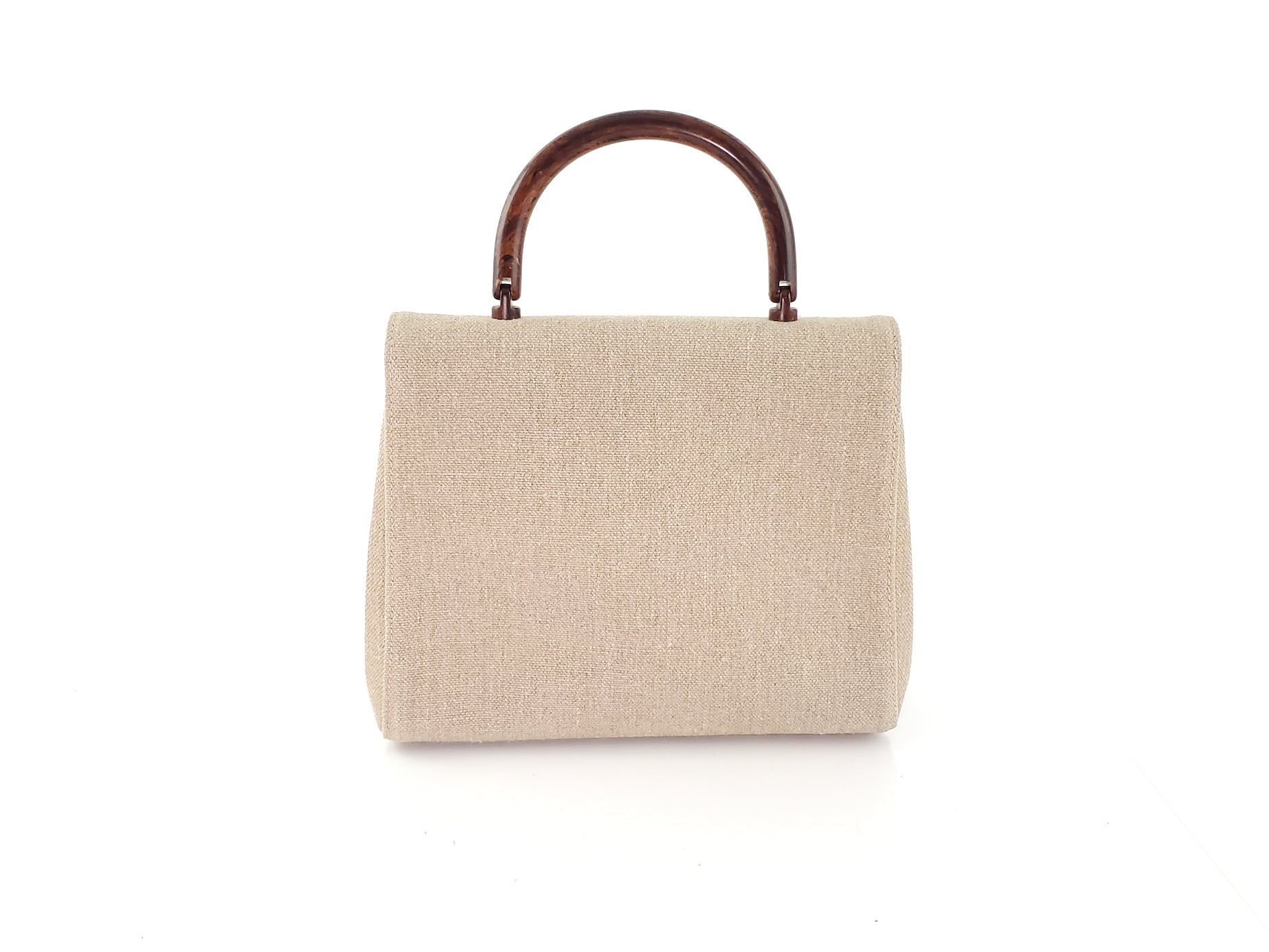 Chanel Kelly Wood Canvas Top Handle Handbag - Rovelle Bags