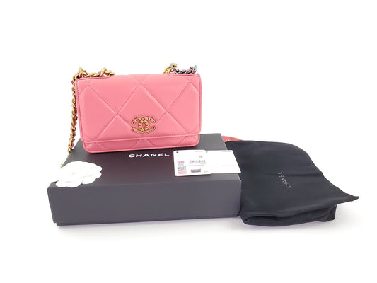 Chanel New CHANEL 19 21A Pink Wallet On Chain - Rovelle Bags