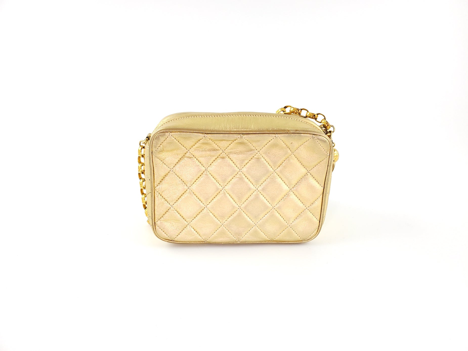 Chanel Quilted Gold CC Camera Tassel Shoulder Bag - Rovelle Bags