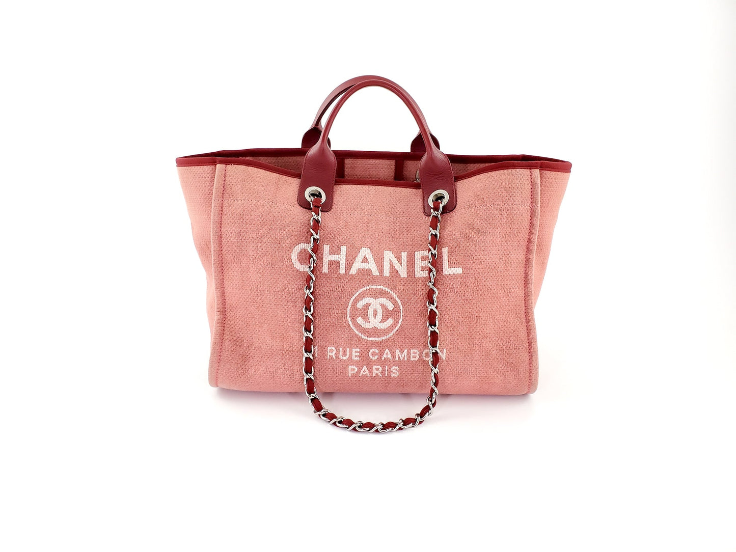Chanel Deauville Large Red Pink 2012 Tote Bag - Rovelle Bags
